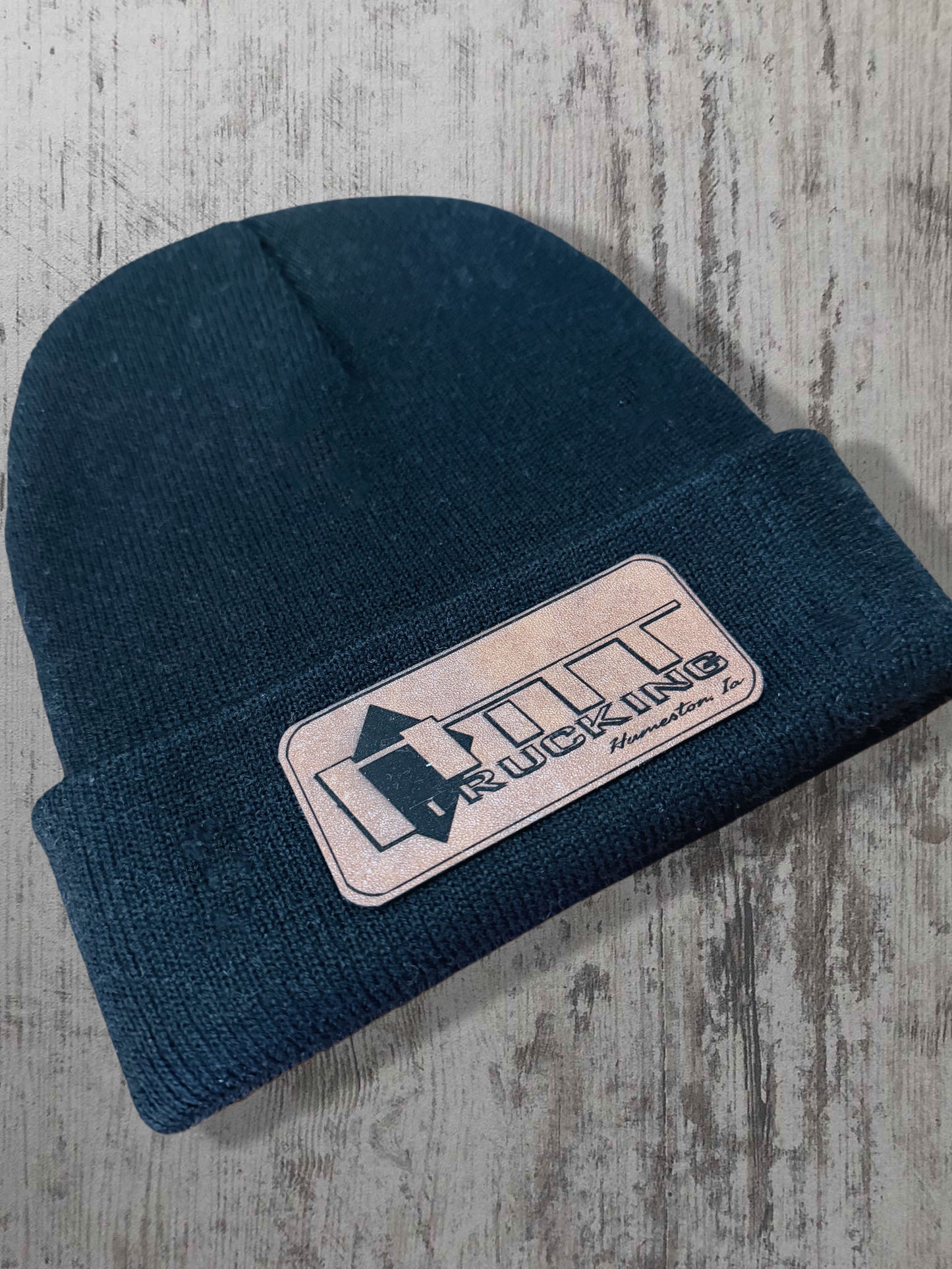 Hitt Trucking Beanie with Leather Patch
