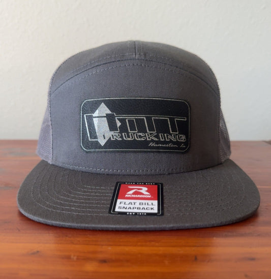 Hitt Trucking 7-Panel Richardson Hat- Black Leather Patch